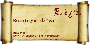 Reininger Éva névjegykártya